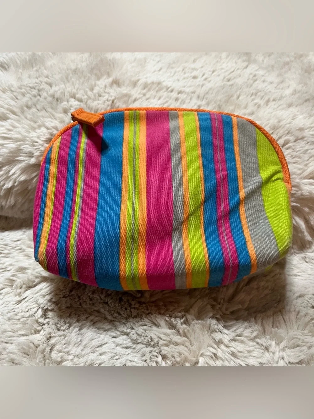 Murad Multicolor Striped Cosmetic Bag - Pink, Blue, Yellow, Green, Orange 02-26